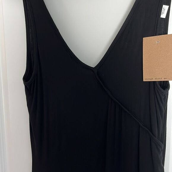 Enough about Me Black Soft Stretchy Maxi with 20in Slit DeepV Back Asymmetrical - Picture 7 of 10